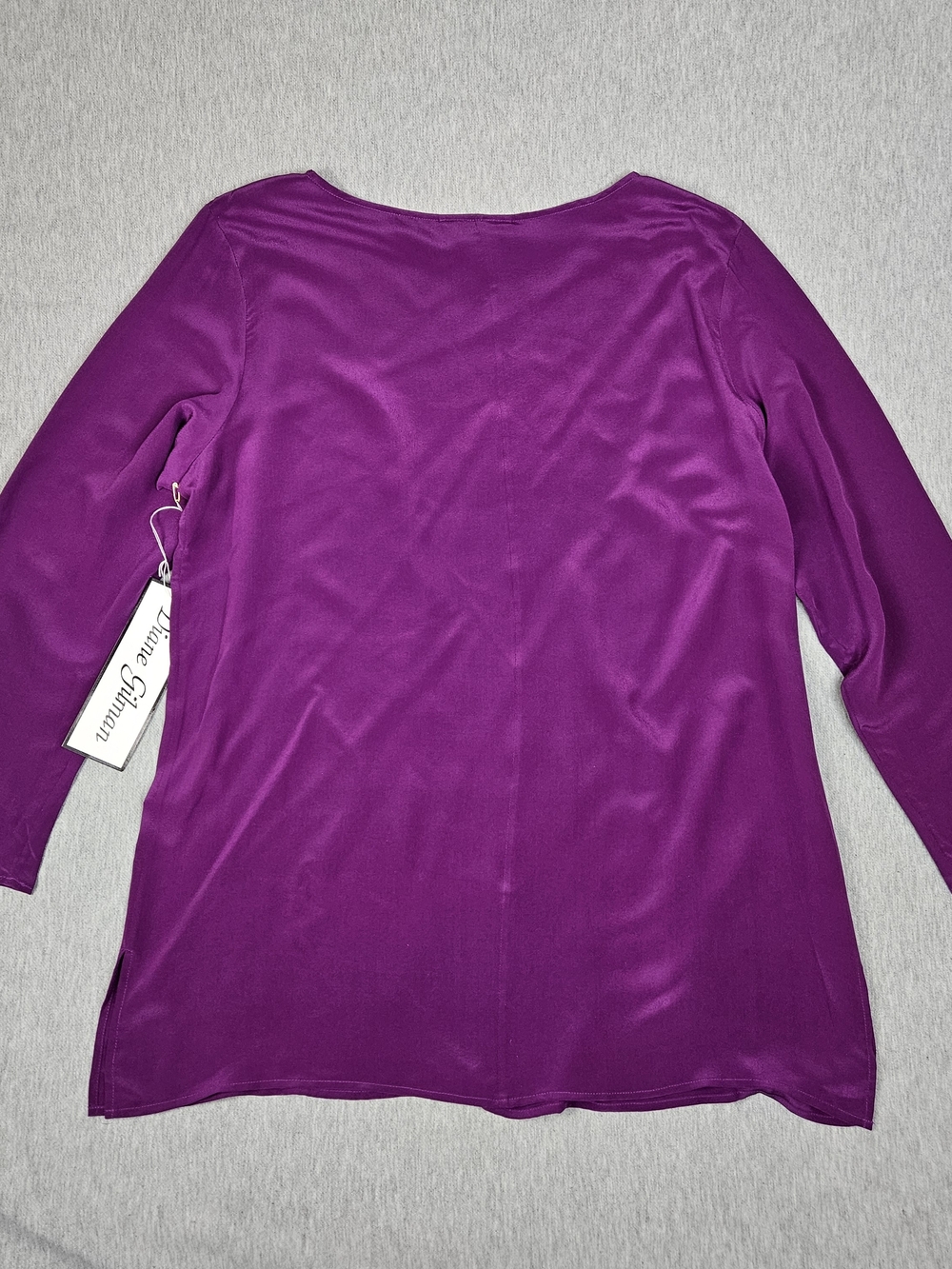 VTG 90s Diane Gilman 100% Silk Tunic Blouse L NWT Purple - Picture 5 of 8